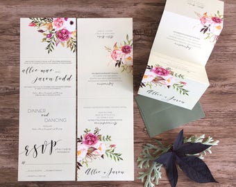 Folded Wedding Invitations Tear Off Rsvp 1