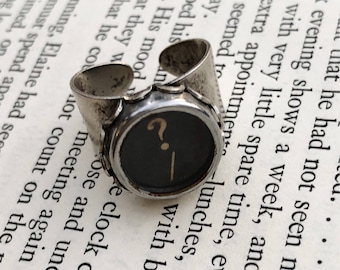 Typewriter Key Ring, Question Mark Key Ring, Steampunk Vintage Assemblage Ring, Quirky Ring, Punctuation Ring, Typewriter Key Jewelry