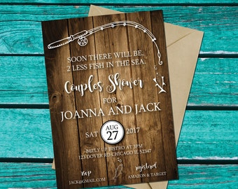 Fishing Invitation | Two Less Fish in the Sea | Couples Shower | Fishing Party | Fishing Shower Invite | Lakeside Shower | Nautical Bridal