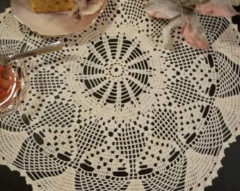 Crochet lace doily, romantic tabletopper, handmade crochet doily, elegant centerpiece, lace table accessory, bridal shower or wedding gift