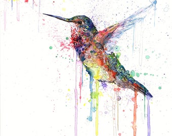 Rufous Hummingbird Watercolor Painting