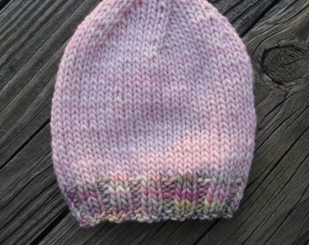 Mint Meltaway Baby Hand-Knitted Merino Wool Baby Hat (newborn to six months)