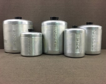 Vintage Spun Aluminum Canister Set