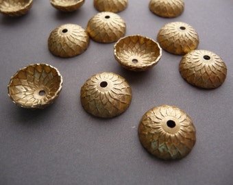 6 Brass Acorn Bead Caps