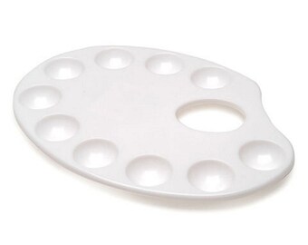Darice 10 Well Artist Style Oblong Palette, 6.5 by 9 Inches, White (dar1180)
