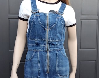 70's Denim Jumpsuit Overalls Jumper Vintage 70's Sz Small Waist up to 28 in