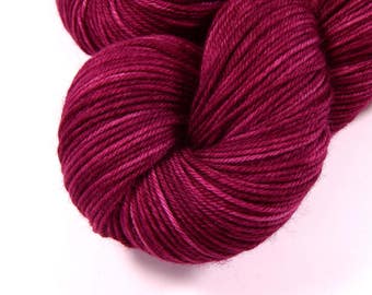 Hand Dyed Yarn, Sport Weight Superwash Merino Wool Yarn - Plumberry - Semi-Solid Knitting Yarn, Sock Yarn, Sport Yarn, Tonal Red Violet