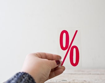 Vintage Percent Sign - Red Marquee Plastic Number Percentage Percent Sign