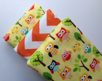 Yellow Hoots Baby Burp Cloth Set (3)