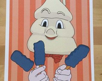Mister Tastee Ice Cream Man with Blue Tornado Bars from 90's Nickelodeon show "The Adventures of Pete and Pete" Print