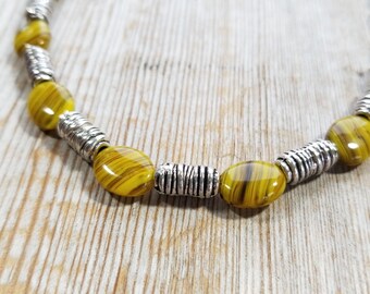 Light Green Necklace - Chartreuse Necklace - Light Green Beaded Necklace - Silver Green Necklace - Silver Bead Necklace - Light Green Beads