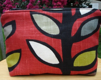 Small Zippered Pouch, Makeup Bag Cosmetic Bag Travel Bag Red Pouch Red Clutch 8 x 5 Pouch Zippered Clutch Travel Pouch
