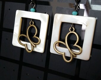 mother of Pearl and butterfly earrings