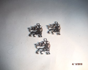 Lot of THREE crowned lion metal charms-- KCDestash