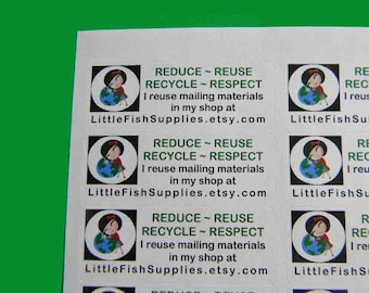 60 PERSONALIZED Go Green Labels. 2 Sheets of White 1-Inch Labels. 5298