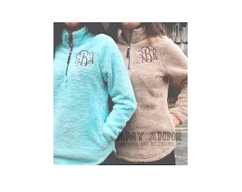 Charles River Monogrammed Sherpa Quarter Zip Heathered Fleece Pullover Sweatshirt ~ Sorority ~ Blogger Favorite ~ Warm ~ Trendy