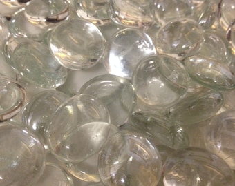 50pc Flat Glass Gems 17-19mm Clear Glass - planters top dressing, vase fillers, Mosaic crafts, scatters