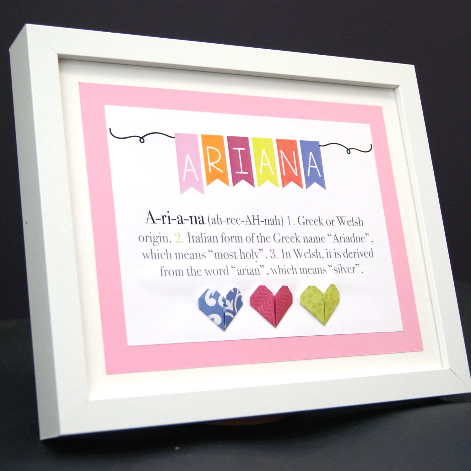 Personalized Name Origin And Meaning Paper Origami Frame Zoom