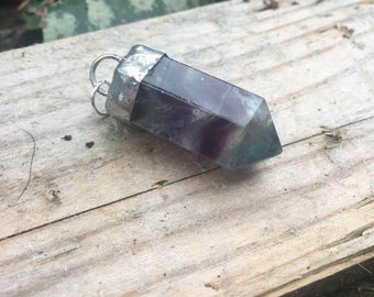 Lovely fluorite point dipped crystal necklace