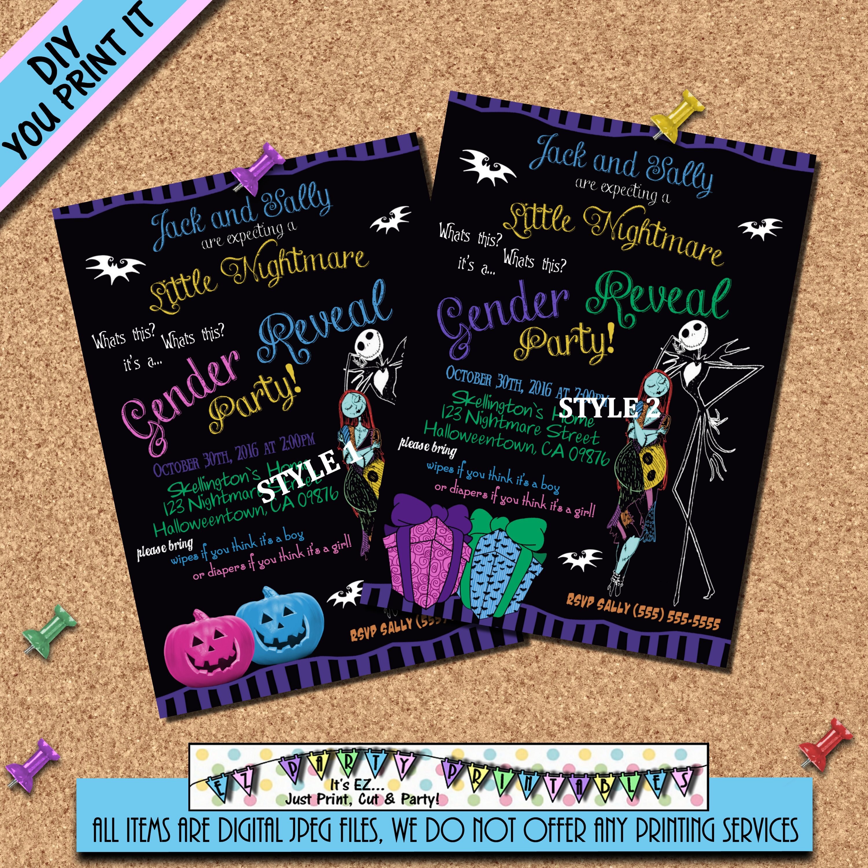 Nightmare before Christmas Jack and Sally Gender reveal baby