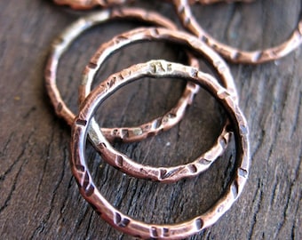 16mm Antiqued Copper Notched Links - set of 4 - 16 gauge Soldered Pure Copper Circles