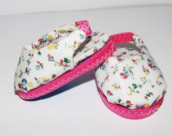Flowers with Pink Trim Sling Back Shoes made to fit 18 inch American Girl Doll Clothes