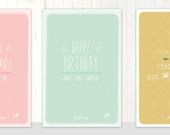 3 Scandinavian style birthday cards