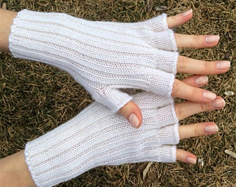 White gloves white fingerless gloves winter wedding gloves white women gloves white wool gloves half finger gloves women knit gloves wedding