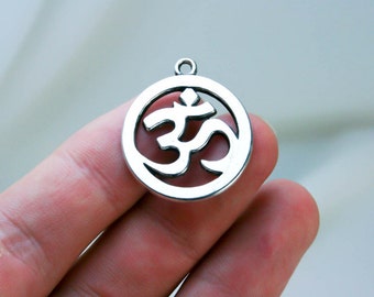 Om Pendant - One Double sided Ohm Pendants - One Yoga Jewelry pendant - Ohm pendant Sup 044