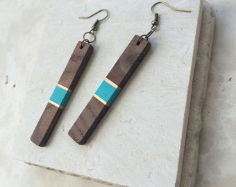 Long Wood Earrings - Statement Earrings - Wood Bar Earrings - Earthy Earrings - Wearable Art - Unique Handmade Jewelry - Reclaimed Wood