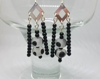 Diamond Black and White Chandelier Earrings