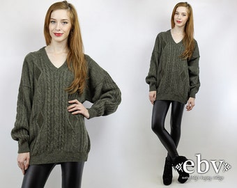 Oversized Sweater Oversized Knit Oversized Jumper Olive Sweater Leather Sweater Men's Sweater Chunky Knit Boyfriend Sweater Wool Sweater