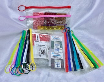 New! Now in 2 sizes, Clear vinyl bags 4"x10" and 6" x 10" with card pocket and loop; available in 12 colors of closures
