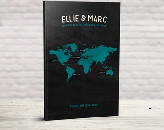 Bucket List Journal, Personalised Travel Book, World Travel Map List, Travel Lover, Travellers Gift, Places We've Been, Where we're going