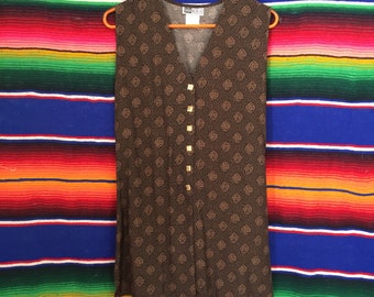 90s Indian Medallion Print Rayon Sleeveless Tunic Mini Dress Size Medium / Large