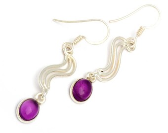 Perfect Waves Sterling Silver Earrings With Amethyst