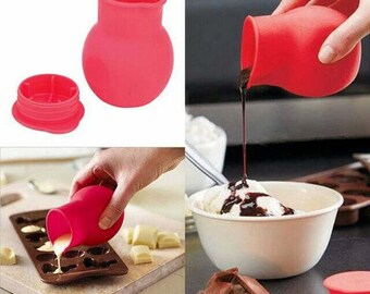 Chocolate Melting Pot w/lid 1pcs Environmental Reusable Silicone Cup Butter Sauce Milk Baking Pouring Pan Tool Microwaveable Oven Safe
