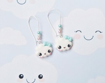 earrings kawaii cloud polymer clay