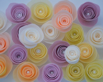 12 Edible Flowers for Cake, Wafer Paper Flowers,Edible Flowers for Cake or Cupcake, Ombre Wedding Cake, Pink Ombre Wedding Cake,rolled roses