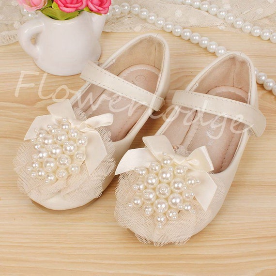 Ivory Flower Girl Shoes Toddler Girl ShoesPearl Party Shoes