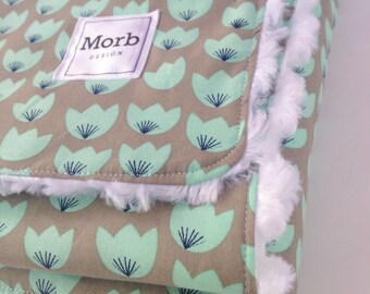 Floral Cotton and Minky Blanket for Baby and Toddler