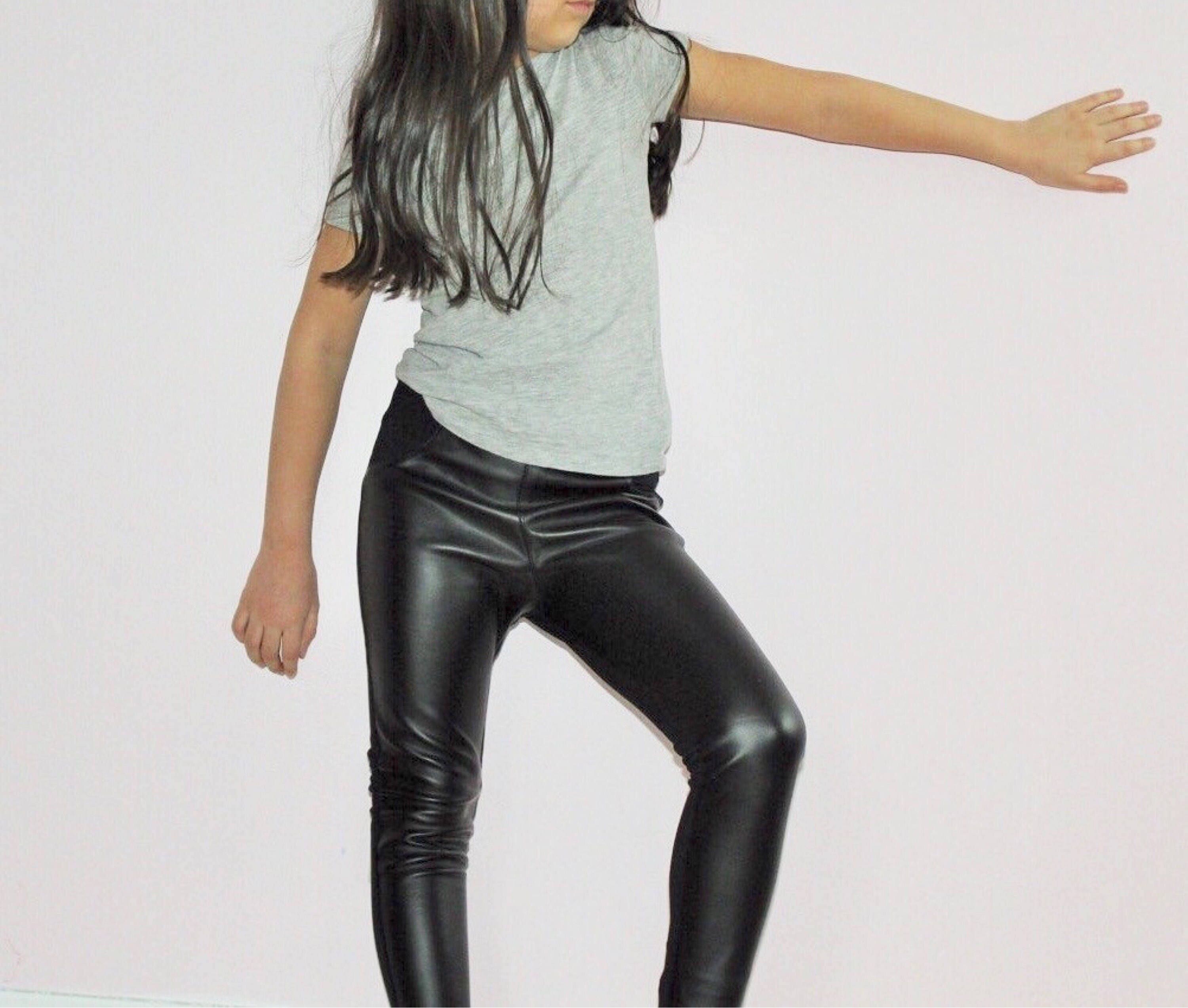 girls faux leather pants