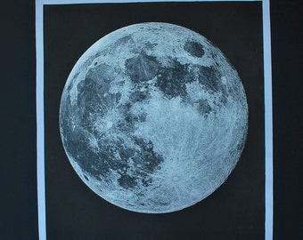Moon Print Signed Moon Rise serigraph and silkscreen, Space Science Celestial Space and Science The best since 2008