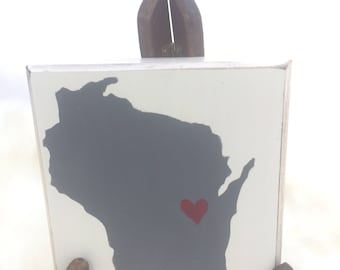 Small Wisconsin solid wood sign