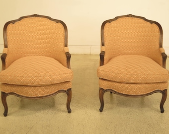 29702EC: Pair AUFFRAY French Louis XV Style Walnut Bergere Chairs