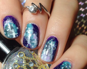 Zigeez Stardust by Polish Me, Royalty! 5-toxin free, cruelty free, handmade clear holographic star topcoat nail polish