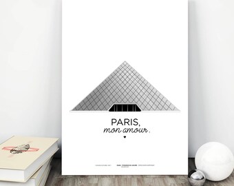 Poster Paris / Paris Louvre / printed on A3 210 grams / PARIS, my love.