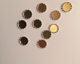 Lace edge round cabochon settings - 11mm - 10, 20, 50, or 100 pieces