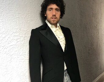 60s Vintage After Six Edwardian Cutaway Tuxedo Jacket Coat 36 X Long