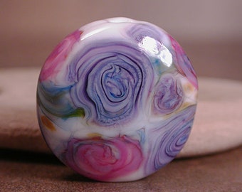 Lampwork Floral Bead, Lampwork Focal Bead, Art Glass, Purple Lampwork, Divine Spark Designs, SRA